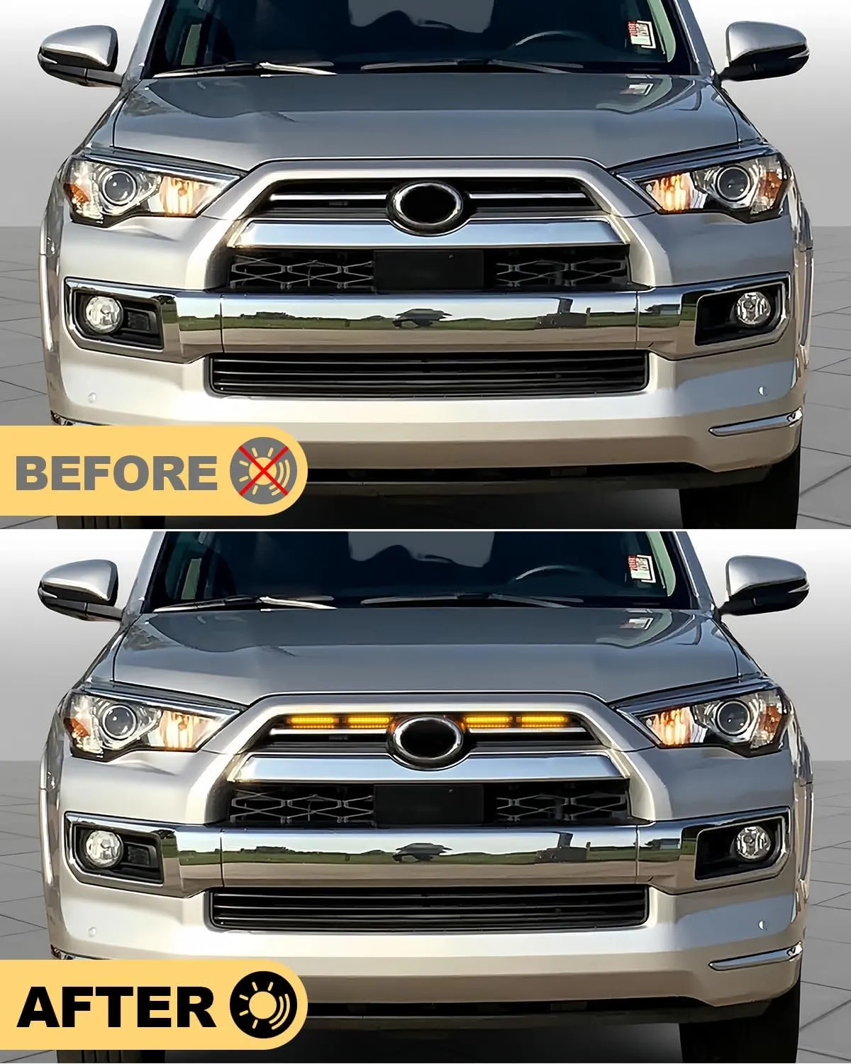 LED Amber Grill Lights for Toyota 4Runner 2020 2021 2022 2023 2024 Raptor Grille Lights Fits SR5 TRD Off-Road Sport Limited,4pcs
