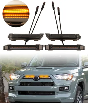 LED Amber Grill Lights for Toyota 4Runner 2020 2021 2022 2023 2024 Raptor Grille Lights Fits SR5 TRD Off-Road Sport Limited,4pcs