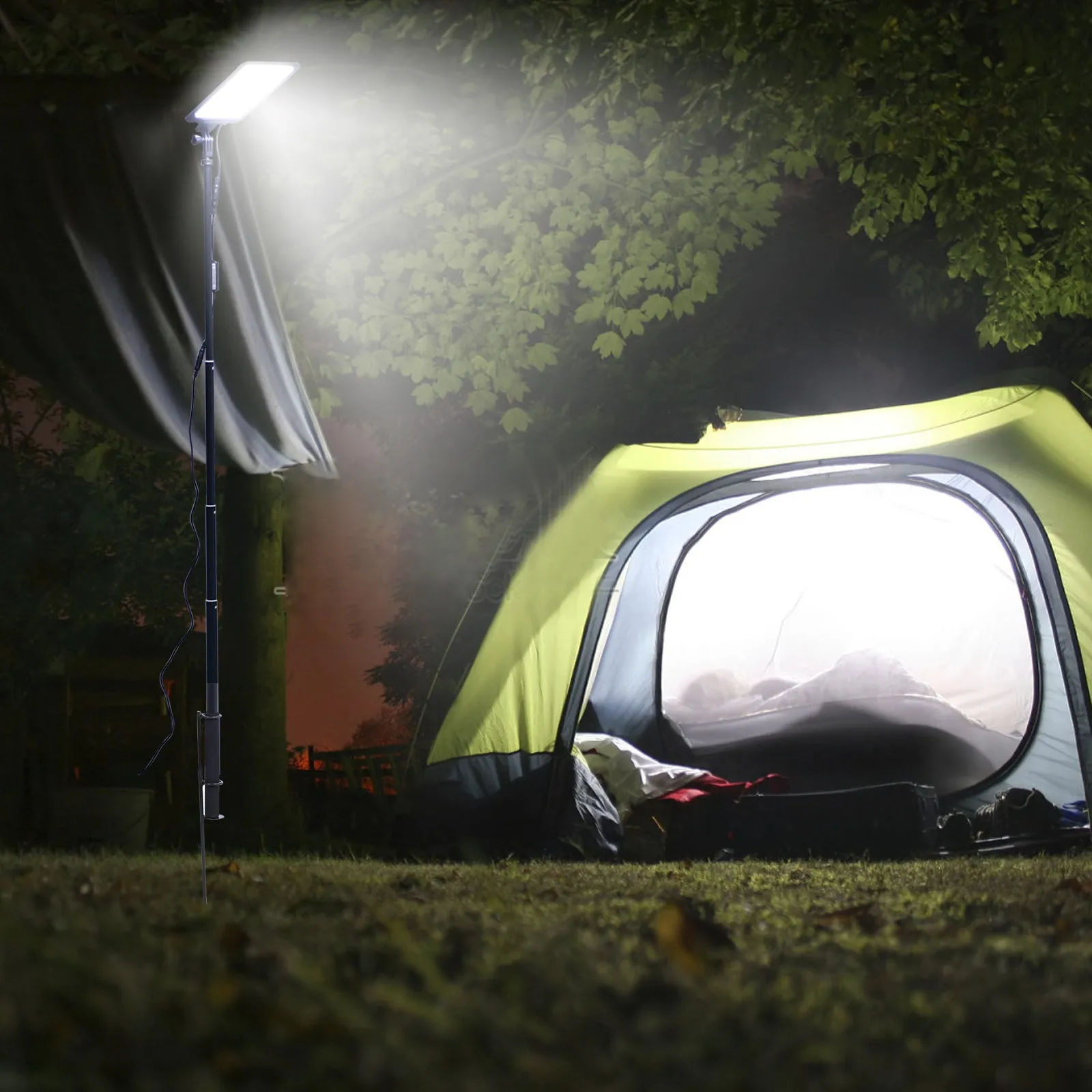 Led Camping Light, 12V 10000 Lumen Super Bright Portable Outdoor Lights with Telescoping Pole Suction Cup Magnetic Base, Flood Lamp for Outdoors Camp, Fishing, Picnic, BBQ, Power Failure
