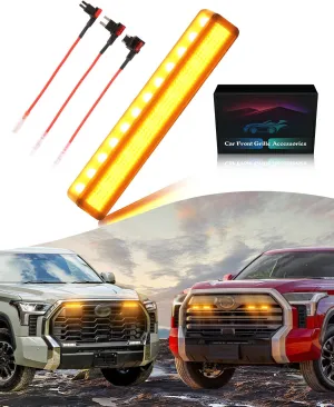 LED Front Grill Lights for 2019-2024 2025 Toyota Tundra Raptor Grille Warning lights Tundra Accessories (Amber Lights, 4)