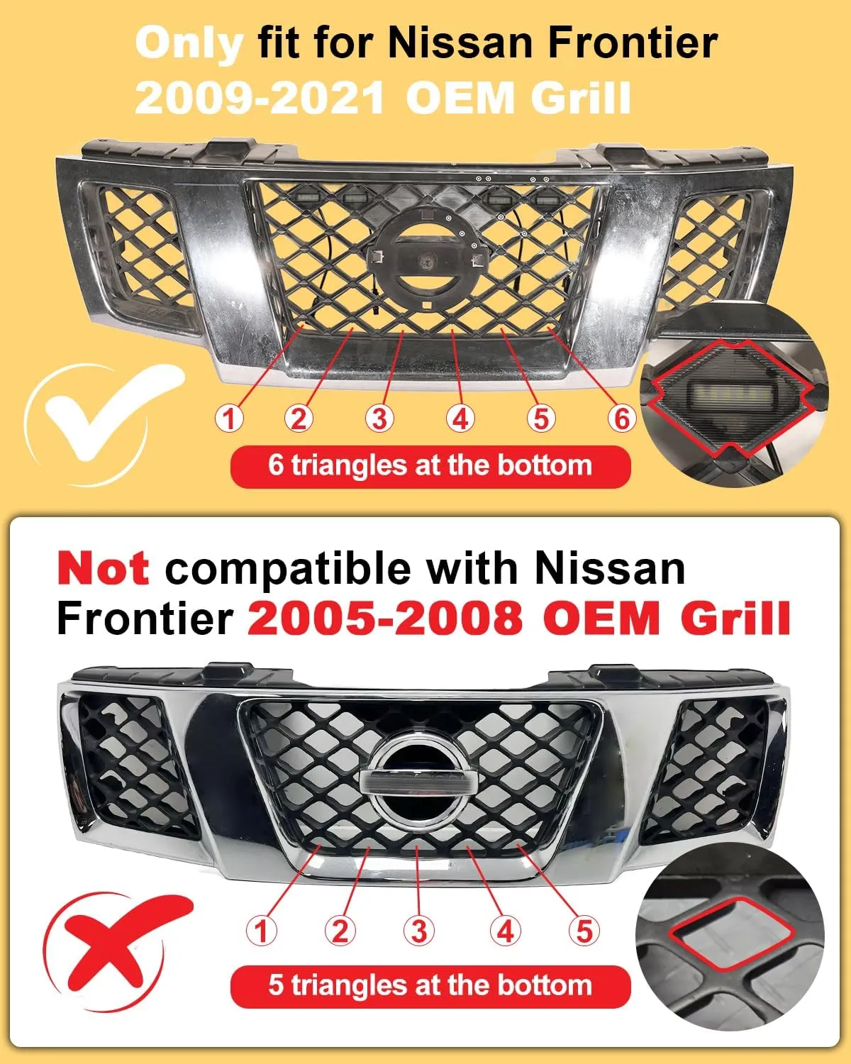 LED Front Grill Lights for Nissan Frontier 2009-2021 Raptor Lights fit S SV Prox PRO4X SL OEM Grille Accessories (White)