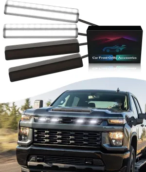 LED Grill Lights for Chevy Silverado 2014-2024 2025 Grille Lights Front Grille Trims Silverado 1500 2500 3500 Accessories White