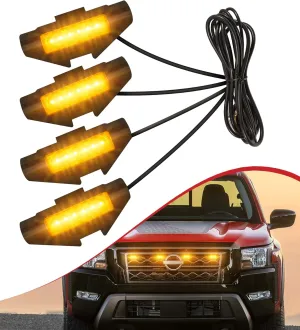 LED Grill Lights for Nissan Frontier 2022 2023 2024 Accessories Front Grille Markers Daytime Running Warning Lamps PRO 4X S SV SL (Yellow)