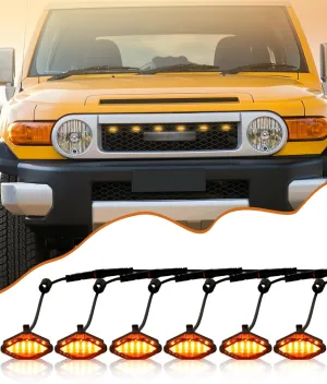 LED Grill Lights for Toyota FJ Cruiser 2007-2022 Front Grille Lights Bar Head Running Light for FJ Cruiser Exterior Accessories (Yellow)