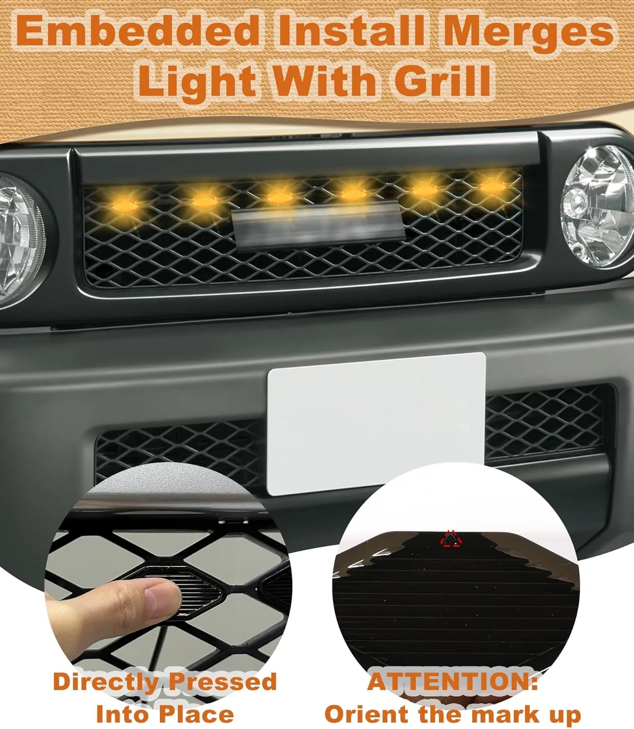LED Grill Lights for Toyota FJ Cruiser 2007-2022 Front Grille Lights Bar Head Running Light for FJ Cruiser Exterior Accessories (Yellow)