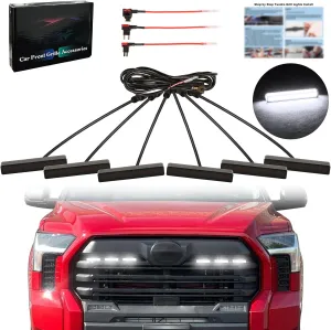 Led Grille Grill Lights for 2022 2023 2024 Toyota Tundra Front Grille rapt0r Lights for 2007 2008-2012 2013-2021 Tundra TRD pro Grills Light Accessories 6pcs/Set (TY-Tundra-W)