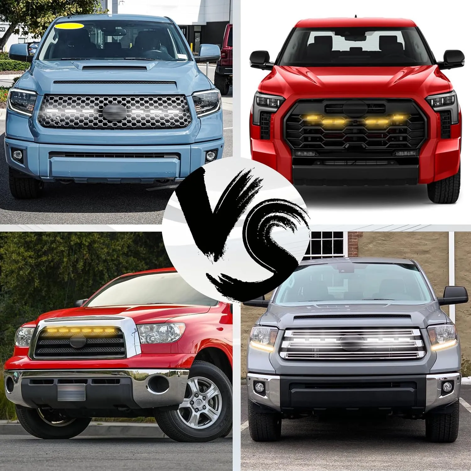 Led Grille Grill Lights for 2022 2023 2024 Toyota Tundra Front Grille rapt0r Lights for 2007 2008-2012 2013-2021 Tundra TRD pro Grills Light Accessories 6pcs/Set (TY-Tundra-W)