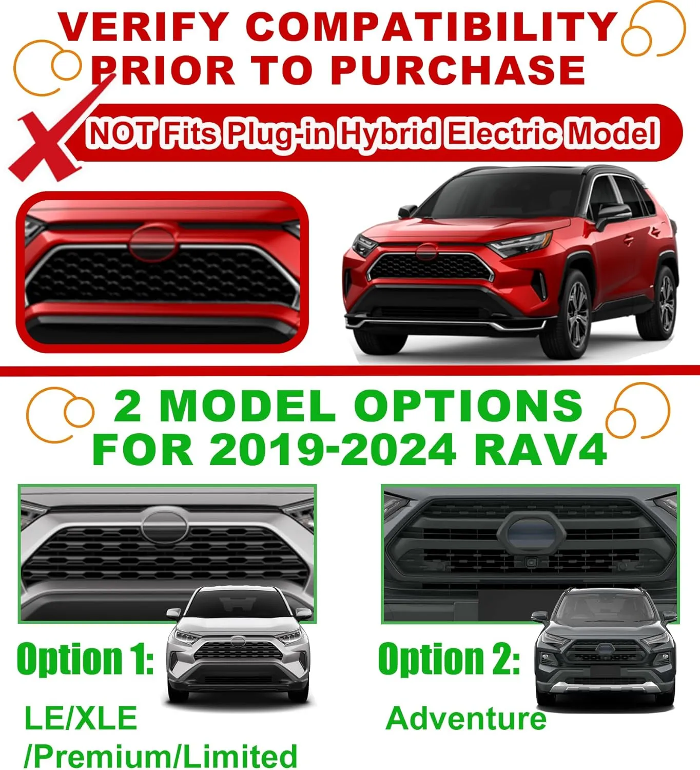 LED Grille Lights for 2019-2024 Toyota RAV4 Grille Lights Front Grill Light for RAV4 Accessories 2022 2021 2020 2023 (Amber, LE XLE Premium Limited)