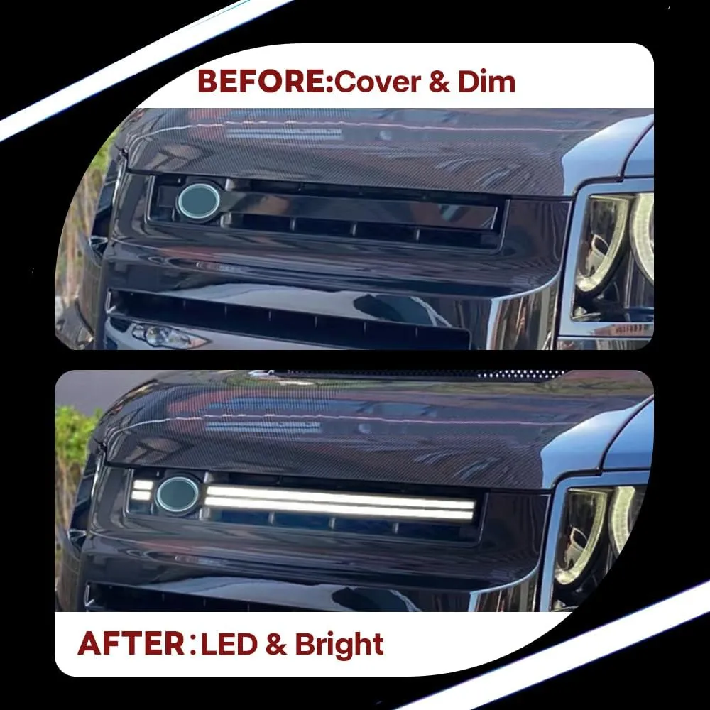 LED Grille Lights for 2020-2025 Land Rover Defender 90 110 130 Front Grill Trim Strips Light with Start Up Animation DRL Lighting Replacement Accessories (White)