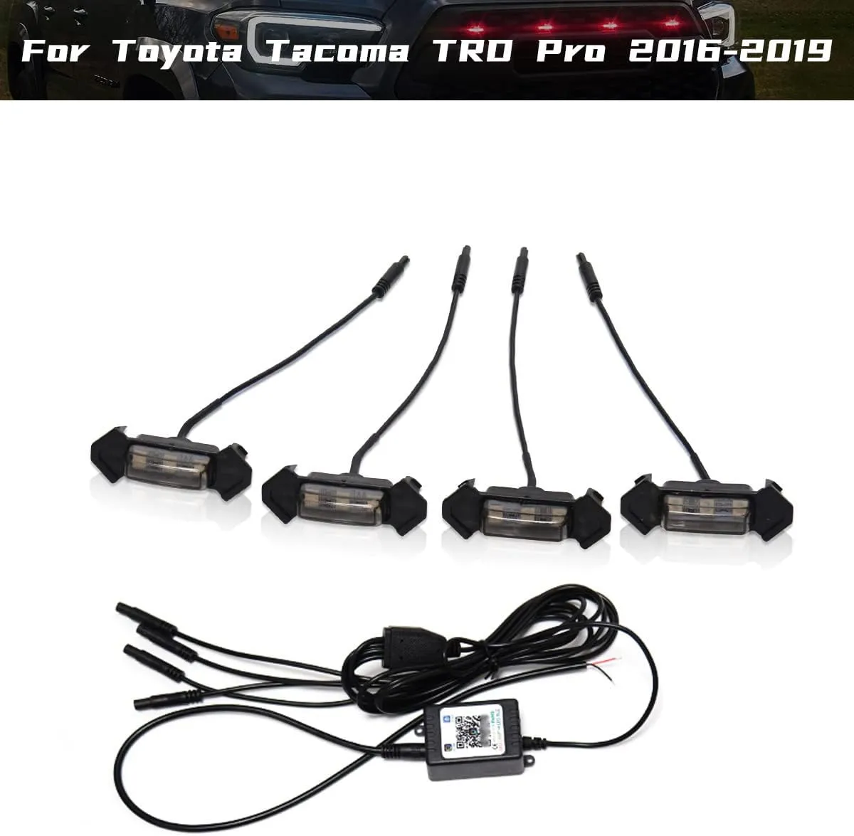 LED Grille Lights for Tacoma TRD Pro 2016 2017 2018 2019 2020 2021, APP Control Multicolor RGB Grill Light with 4 in 1 Cable