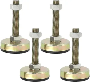 Leveling Feet ，Adjustable Threaded Pole Leveling Foot， 4Pcs Heavy Duty Furniture Leveling Feet, Adjustable Non-slip Shock-absorbing Rubber Bottom Foot Cups, Suitable for Desks, Sofas, Workbenches, Etc
