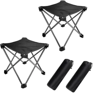 Lightweight Camping Stool 7075 Aluminum Small Folding Camping portable Chair with Carry Bag Retractable Backpacking Stool for Travel Camping Hiking Fishing Garden Work Picnic BBQ Outdoor（2 pcs）