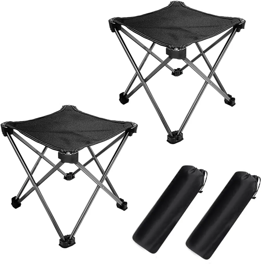 Lightweight Camping Stool 7075 Aluminum Small Folding Camping portable Chair with Carry Bag Retractable Backpacking Stool for Travel Camping Hiking Fishing Garden Work Picnic BBQ Outdoor（2 pcs）