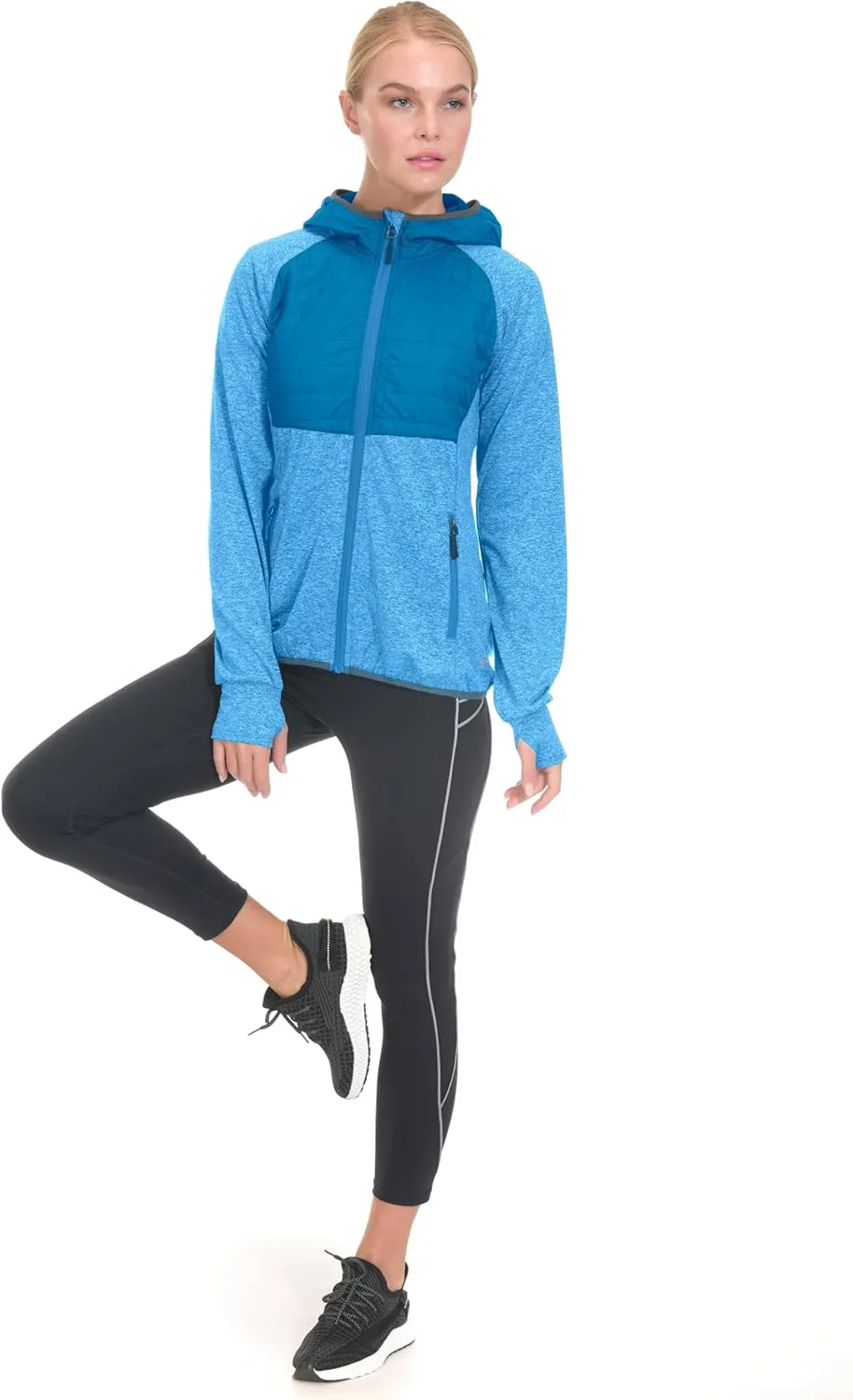 Little Donkey Andy Women's Lightweight Thermal Running Jacket Hybrid Quilted Full Zip Golf Jacket with Hood