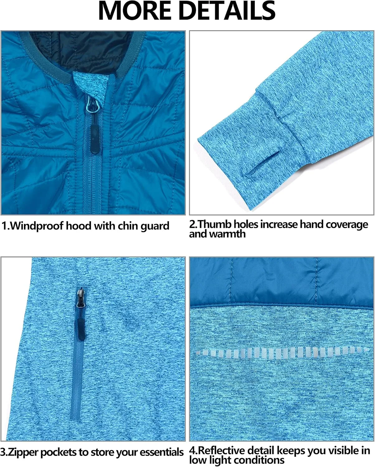 Little Donkey Andy Women's Lightweight Thermal Running Jacket Hybrid Quilted Full Zip Golf Jacket with Hood