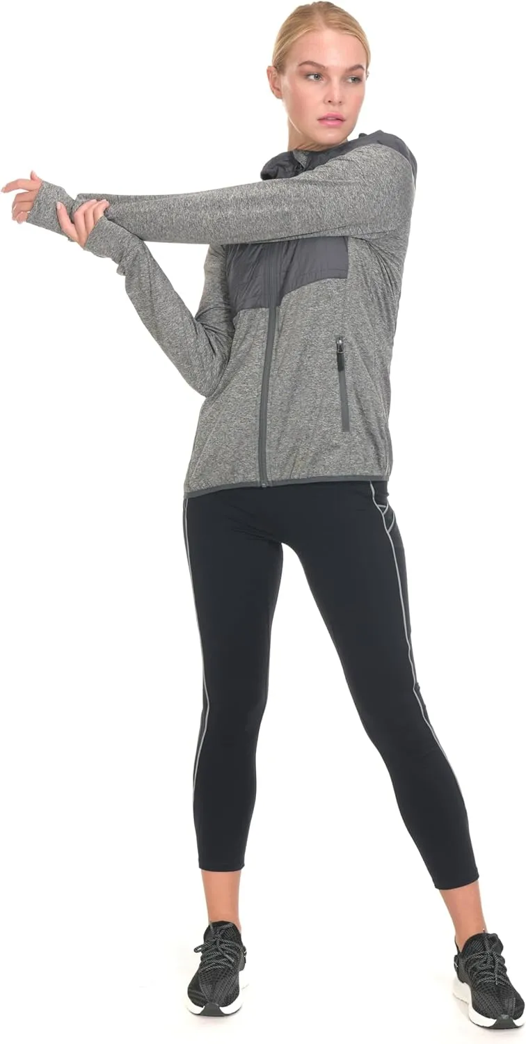 Little Donkey Andy Women's Lightweight Thermal Running Jacket Hybrid Quilted Full Zip Golf Jacket with Hood