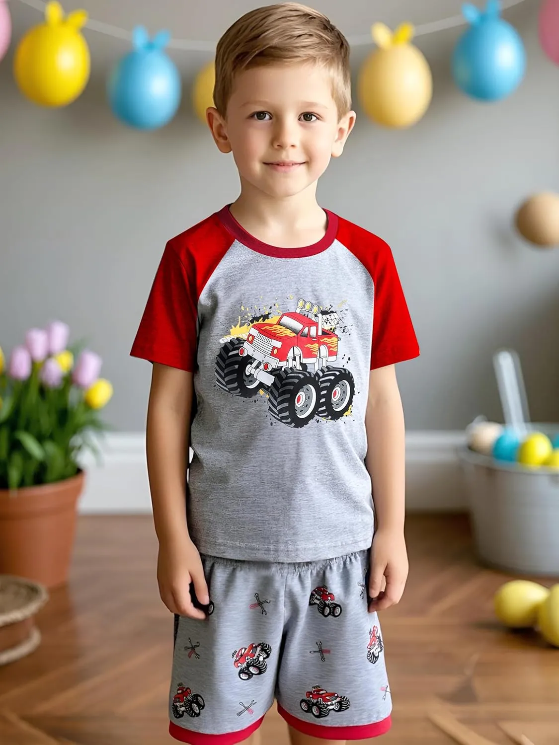 Little Hand Toddler Boys Pajamas Kids Dinosaur Summer PJS Monster Truck Children Excavator Jammies Short Sets 2-7 Years