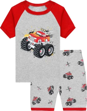 Little Hand Toddler Boys Pajamas Kids Dinosaur Summer PJS Monster Truck Children Excavator Jammies Short Sets 2-7 Years