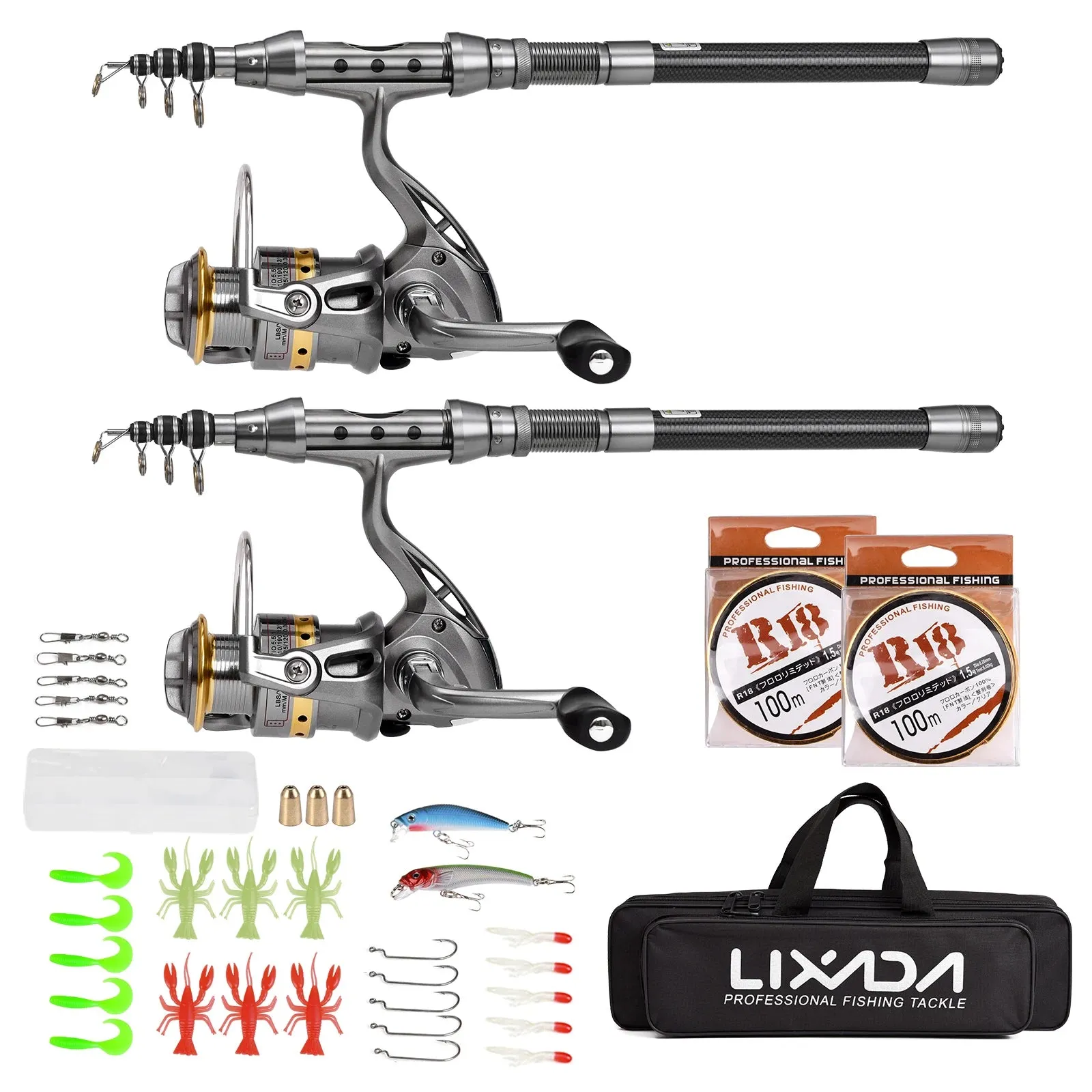 LIXDA Fishing Pole Combo Set (2pcs   gear)