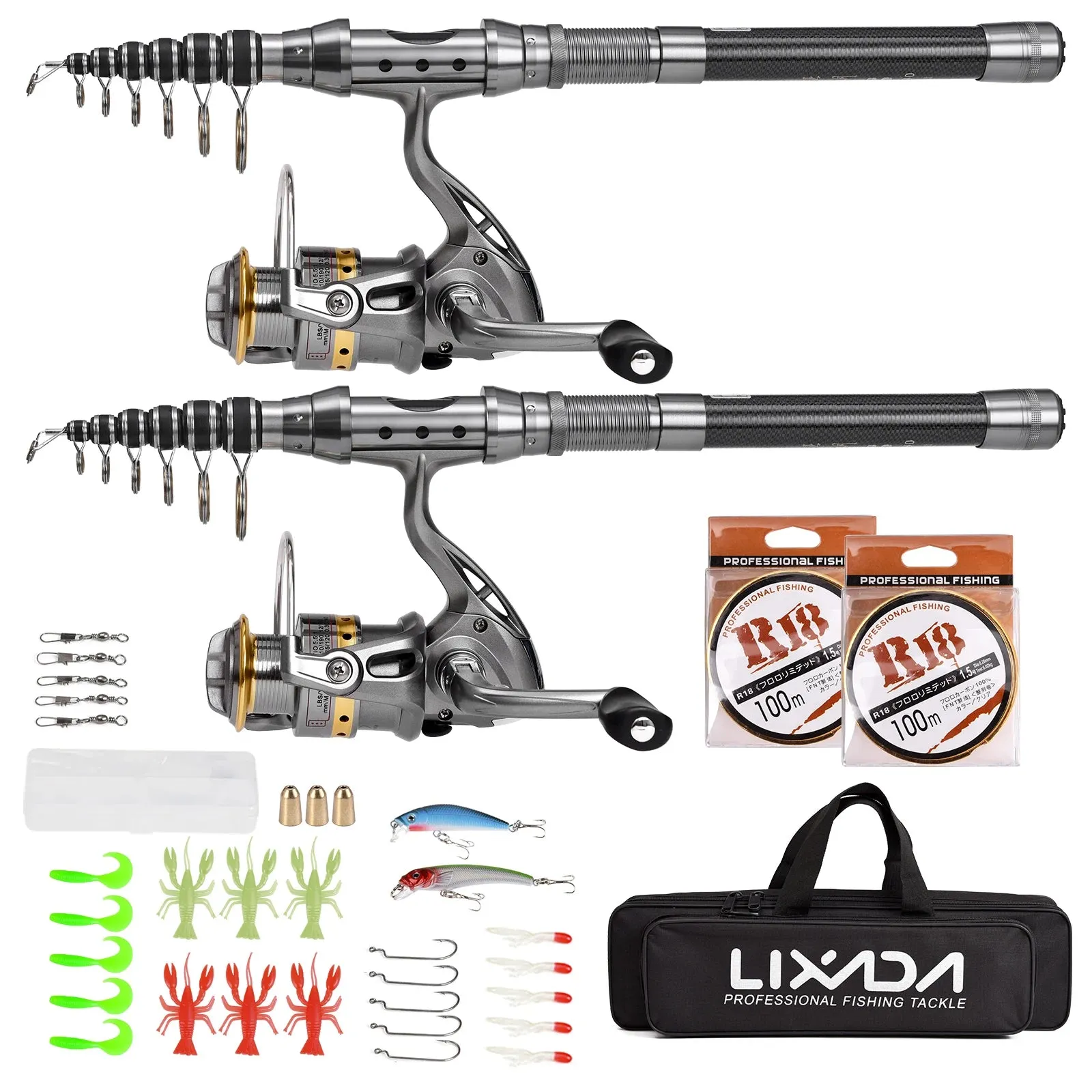 LIXDA Fishing Pole Combo Set (2pcs   gear)