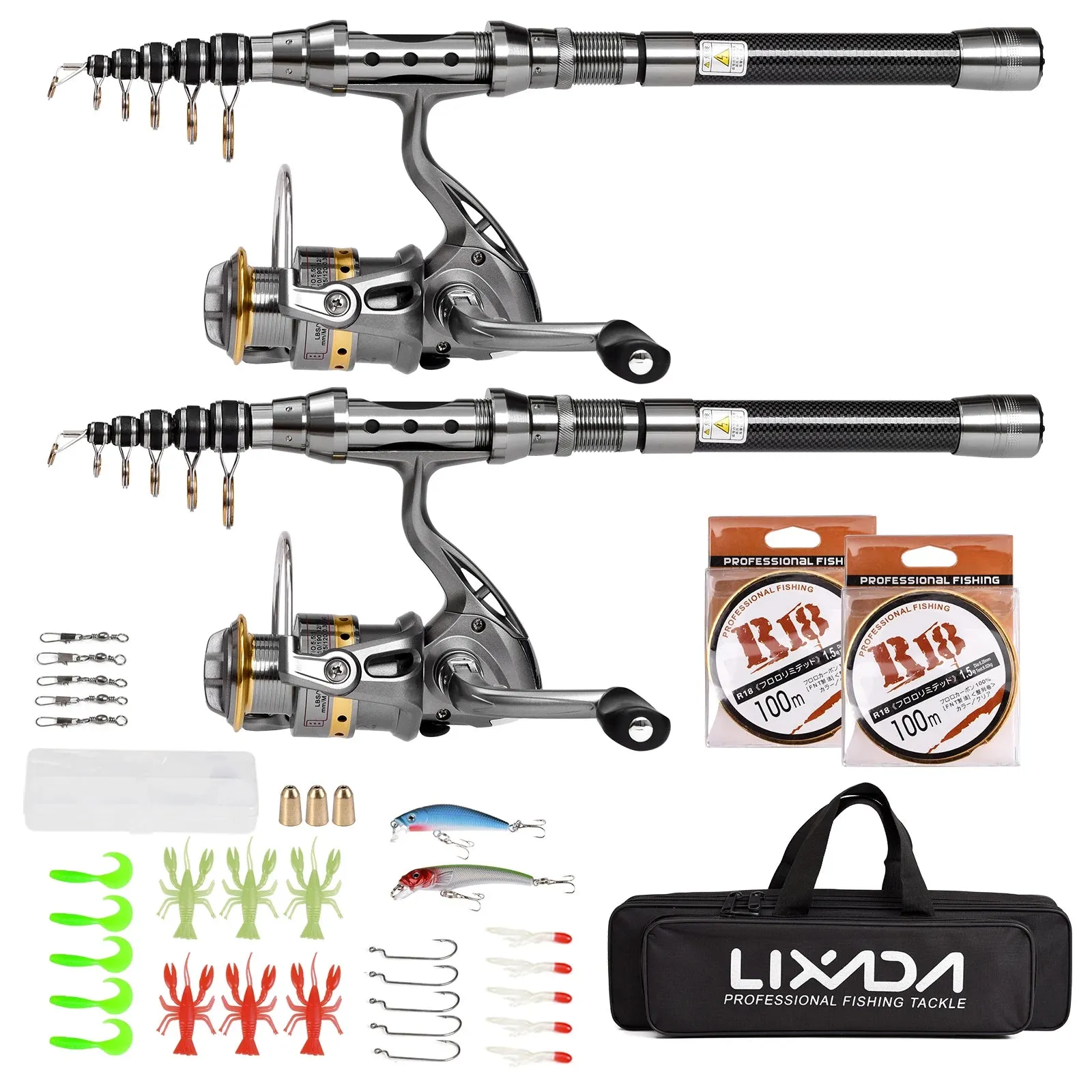 LIXDA Fishing Pole Combo Set (2pcs   gear)