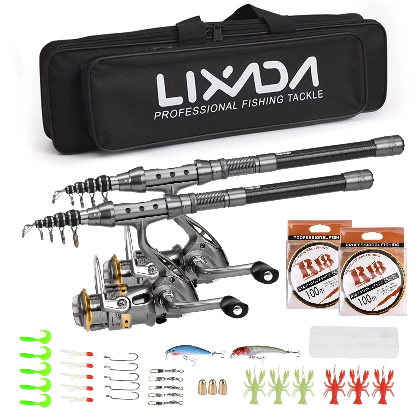 LIXDA Fishing Pole Combo Set (2pcs   gear)