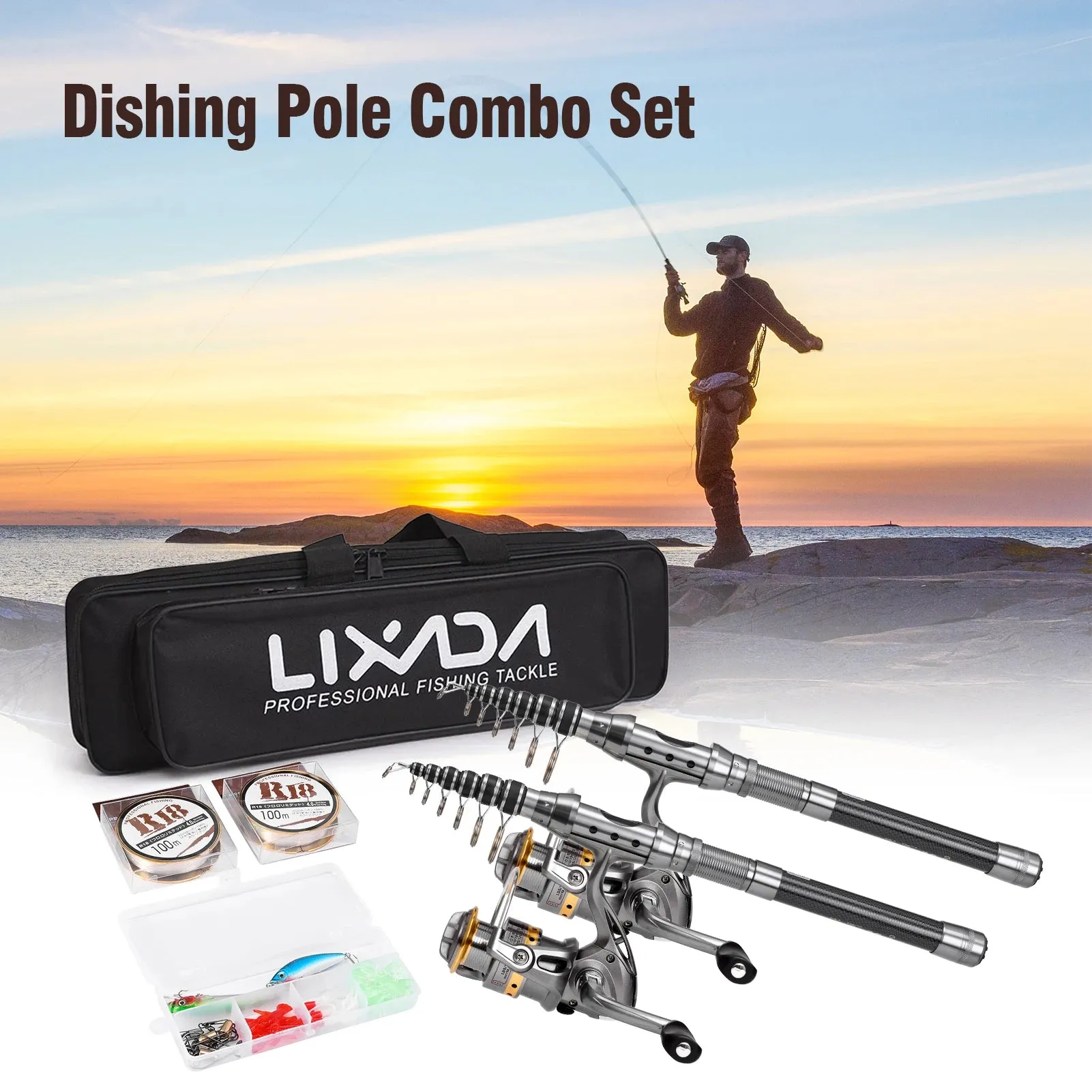 LIXDA Fishing Pole Combo Set (2pcs   gear)