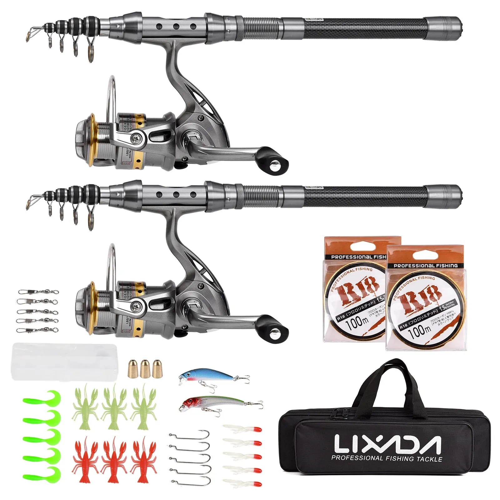 LIXDA Fishing Pole Combo Set (2pcs   gear)