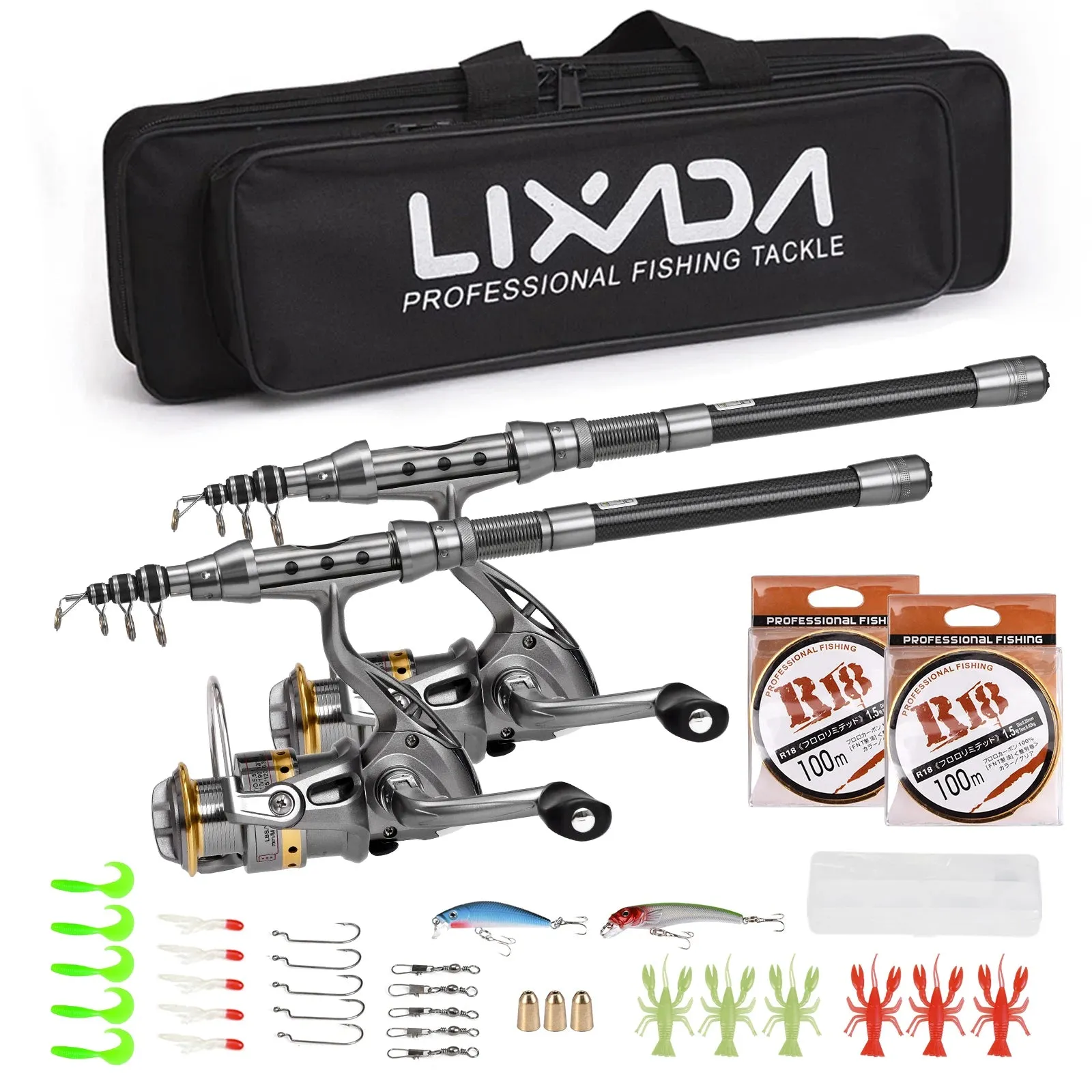 LIXDA Fishing Pole Combo Set (2pcs   gear)