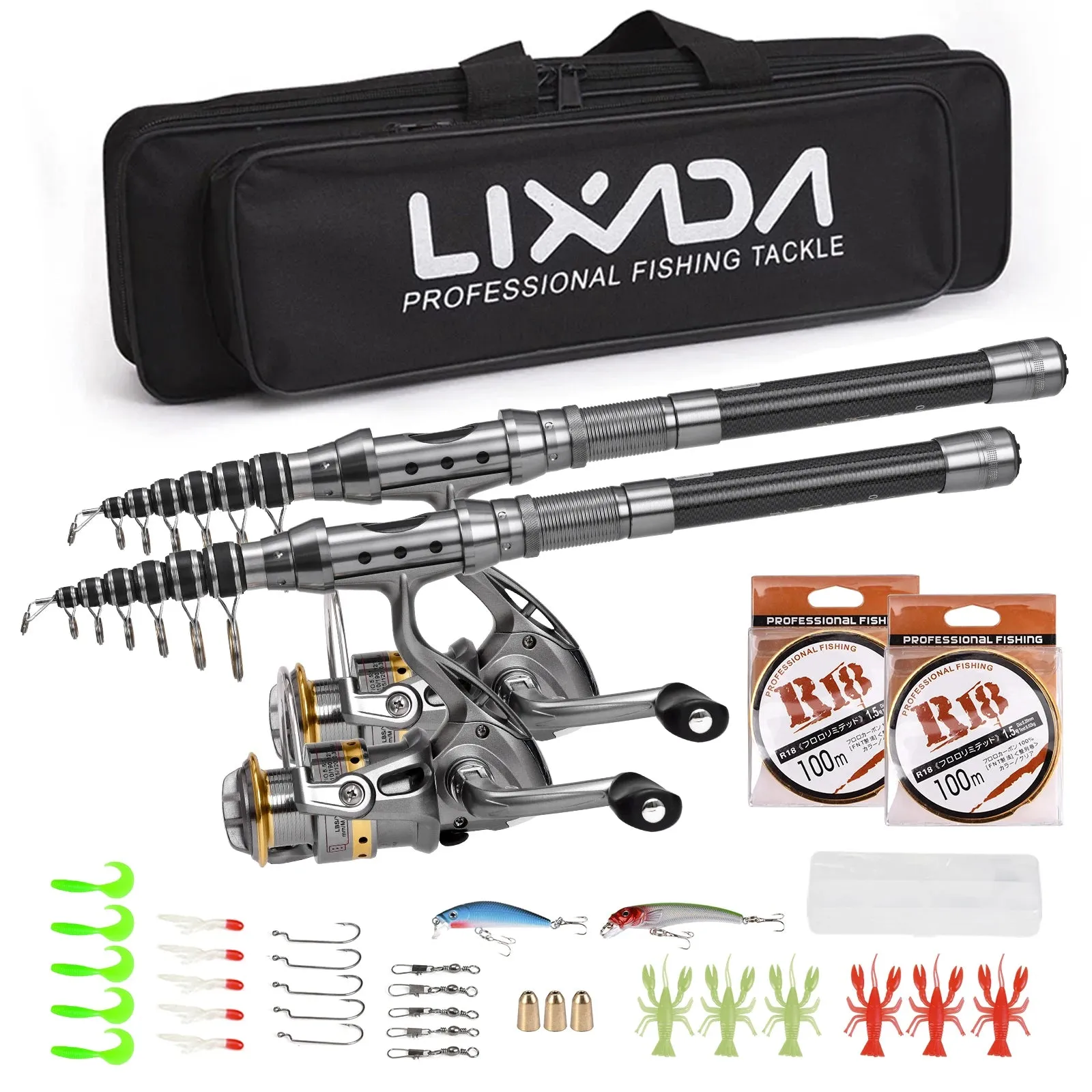 LIXDA Fishing Pole Combo Set (2pcs   gear)