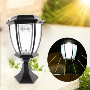 LOYALHEARTD LED Solar Power Pillar Post Lamp Outdoor Yard Lantern Landscape Light Waterproof