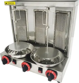 LP Gas Shawarma Grill Machine Vertical Broiler Gyro Machine Rotating Doner Kebab Machine with 3 Burners for Home Restaurant Kitchen Parties