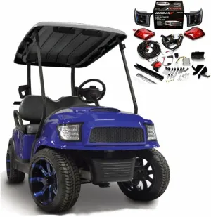 MADJAX Alpha Body Kit for Club Car Precedent, Onward, and Tempo Golf Carts | Compatible with 2004-Up Models | Includes Styled Grill and Lights (Street Style, Blue)