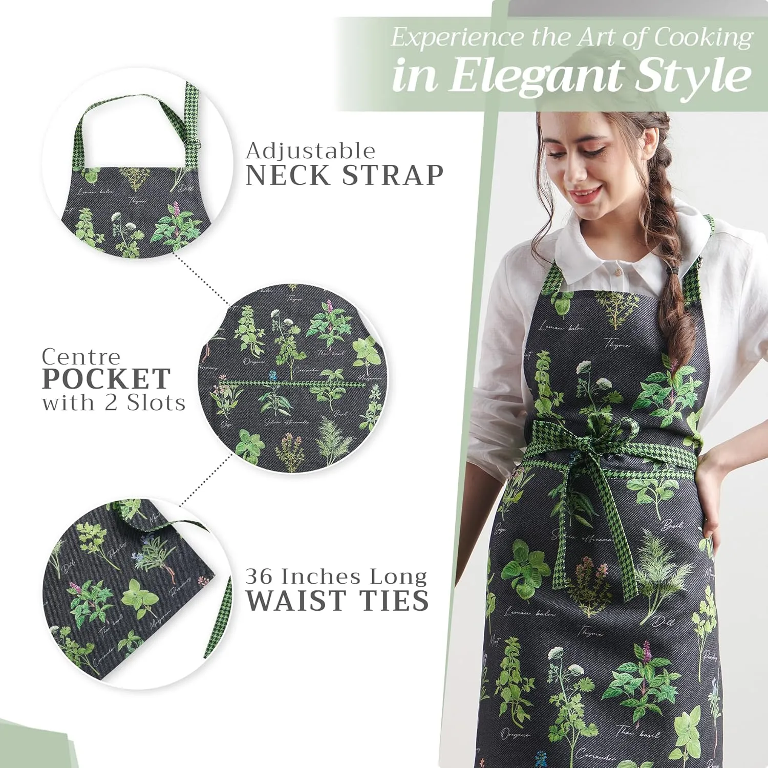Maison d'Hermine 100% Cotton Apron for women with Pocket Kitchen Chef Apron for Men Gifts for Mothers day Cooking Baking