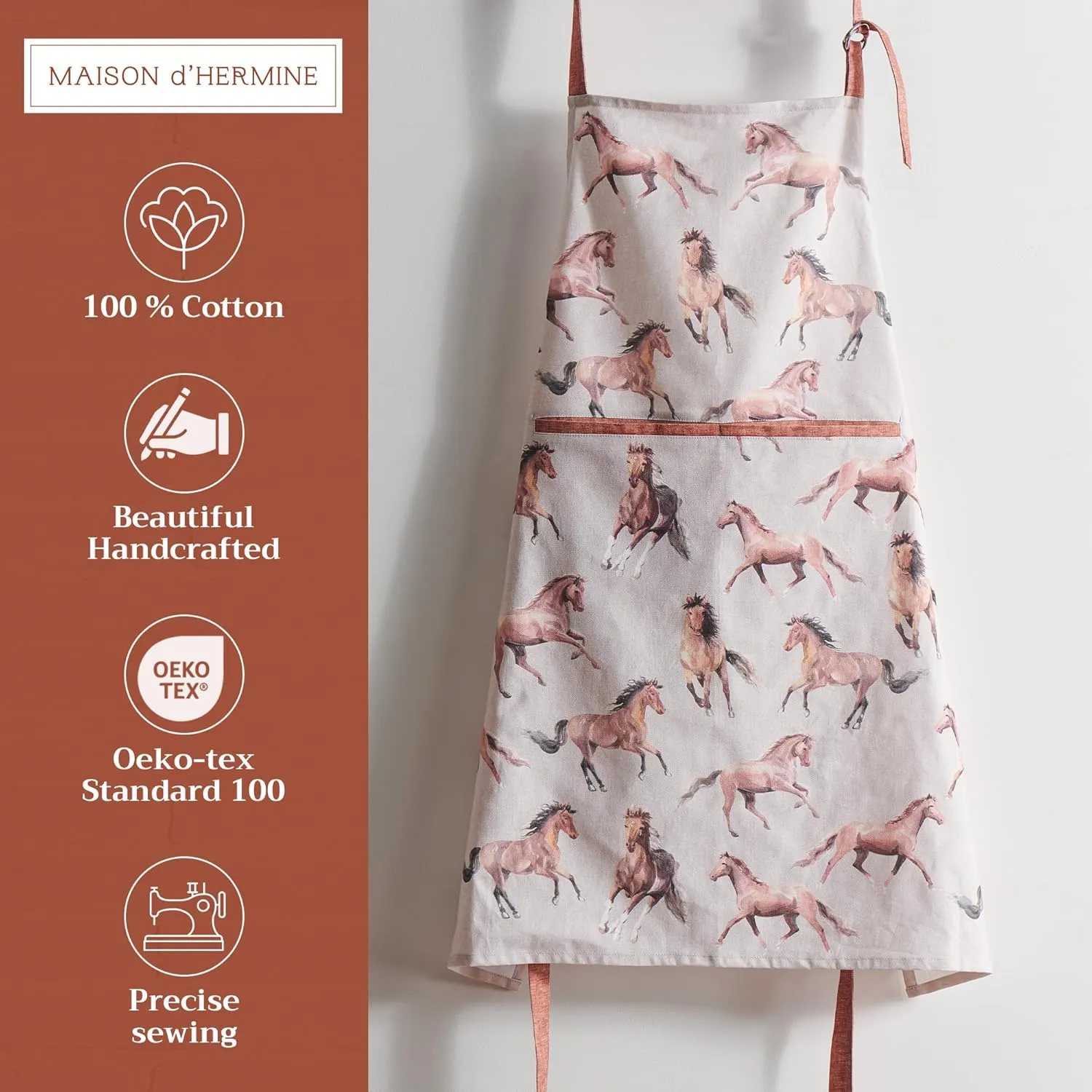Maison d'Hermine 100% Cotton Apron for women with Pocket Kitchen Chef Apron for Men Gifts for Mothers day Cooking Baking