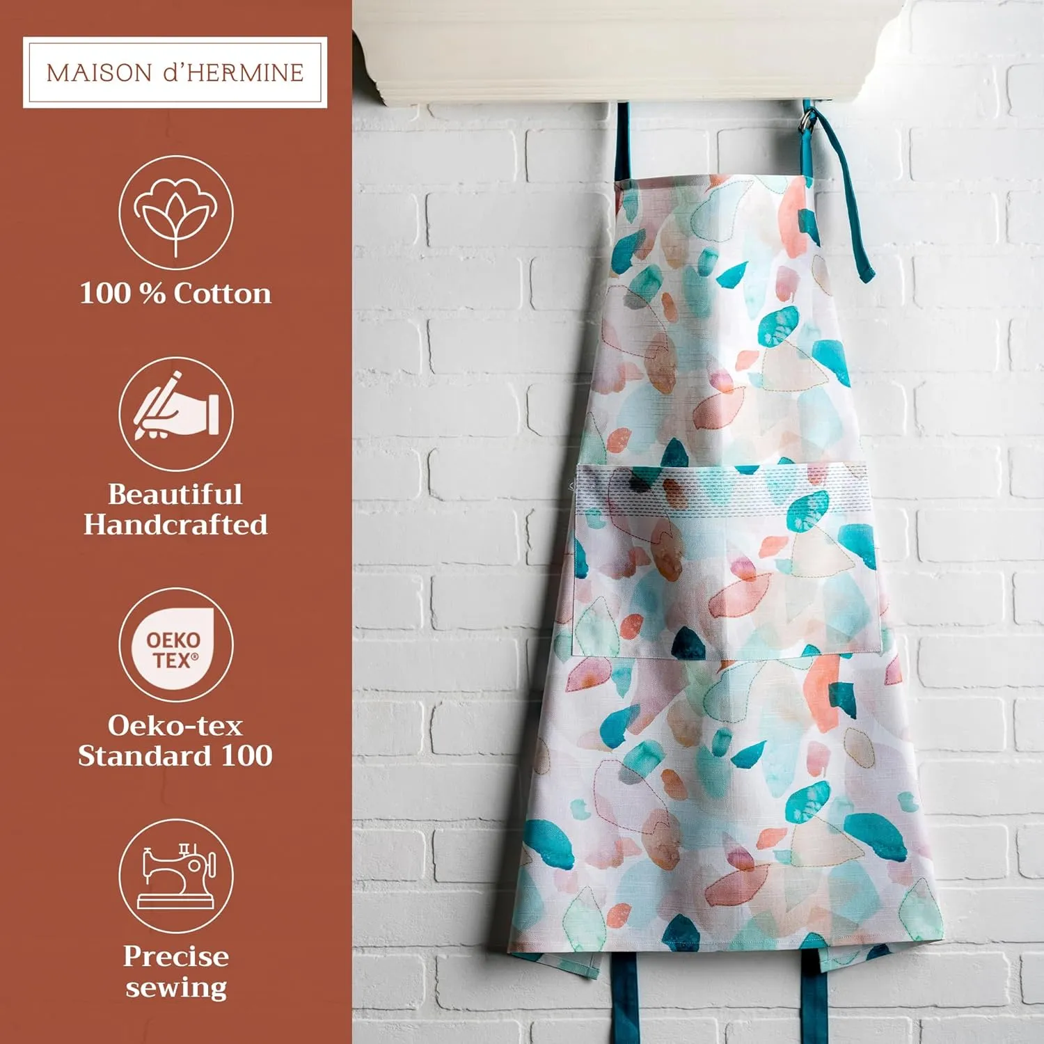 Maison d'Hermine 100% Cotton Apron for women with Pocket Kitchen Chef Apron for Men Gifts for Mothers day Cooking Baking