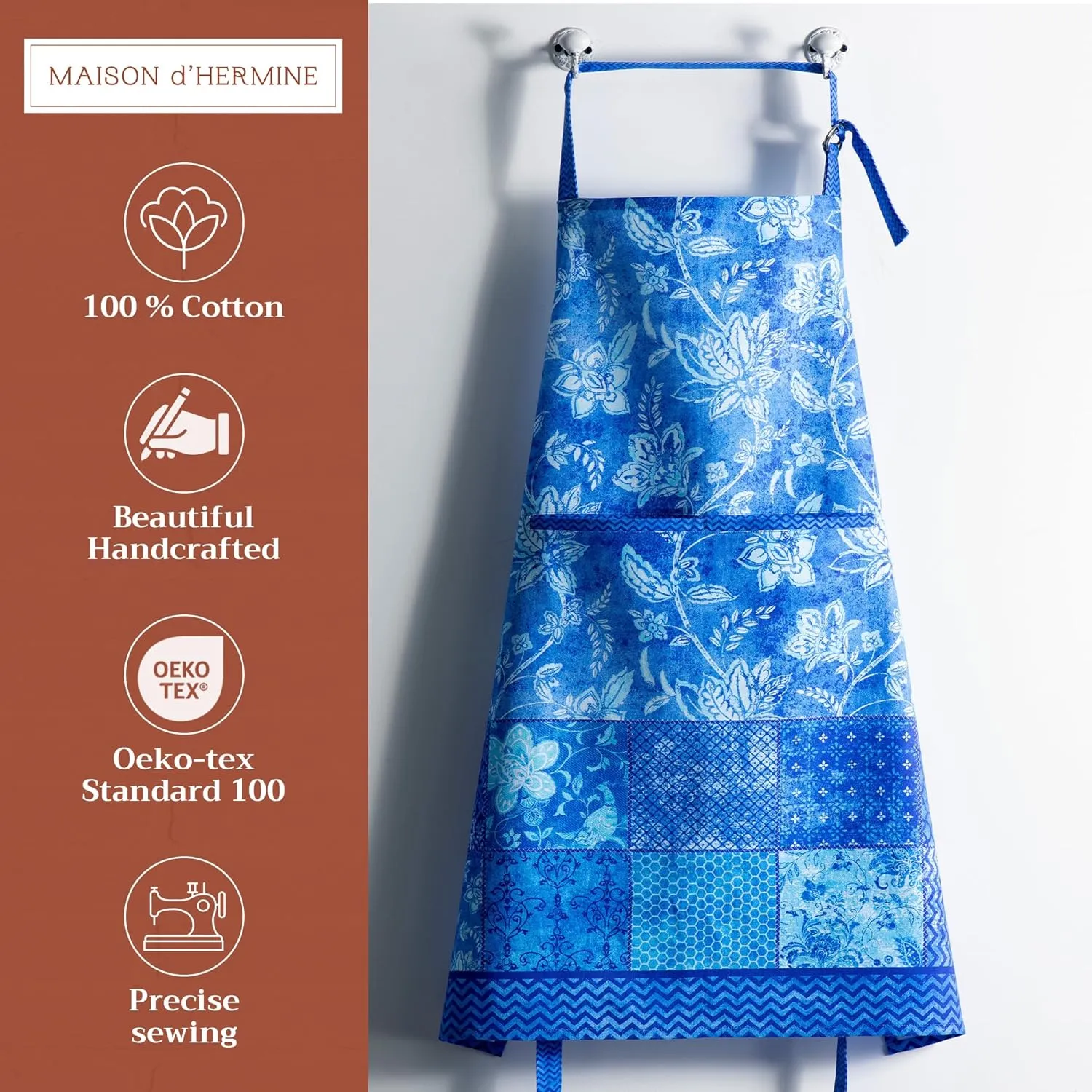 Maison d'Hermine 100% Cotton Apron for women with Pocket Kitchen Chef Apron for Men Gifts for Mothers day Cooking Baking