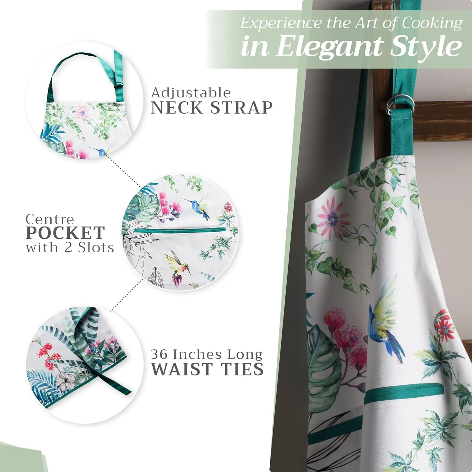 Maison d'Hermine 100% Cotton Apron for women with Pocket Kitchen Chef Apron for Men Gifts for Mothers day Cooking Baking