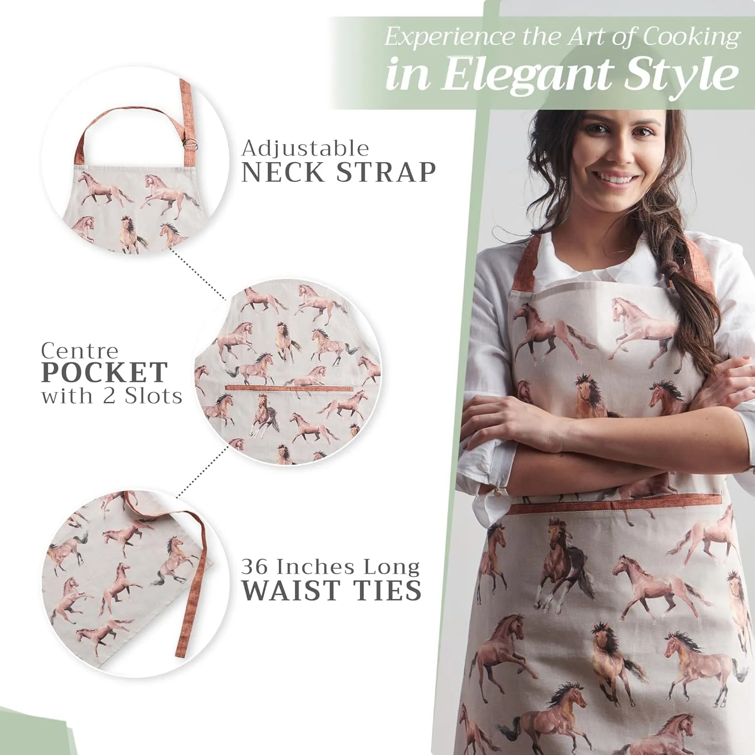 Maison d'Hermine 100% Cotton Apron for women with Pocket Kitchen Chef Apron for Men Gifts for Mothers day Cooking Baking