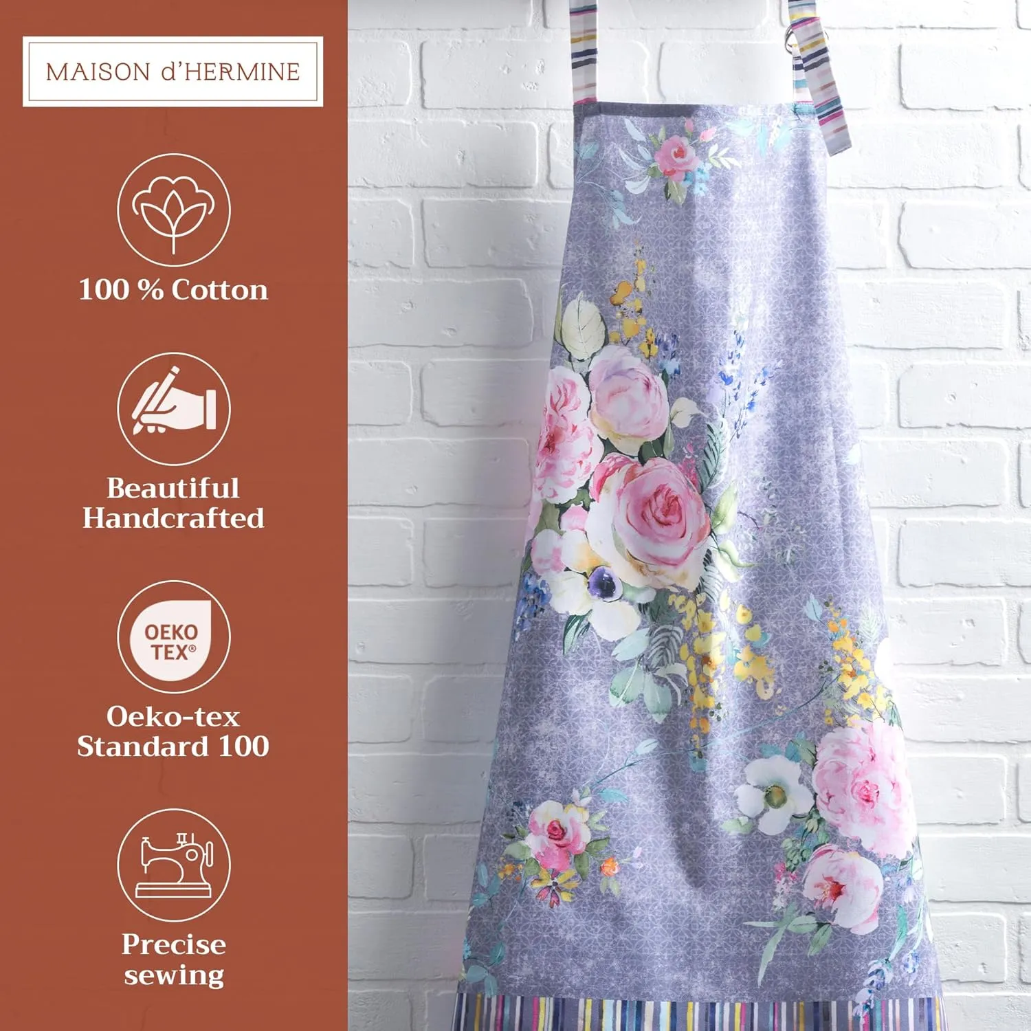 Maison d'Hermine 100% Cotton Apron for women with Pocket Kitchen Chef Apron for Men Gifts for Mothers day Cooking Baking