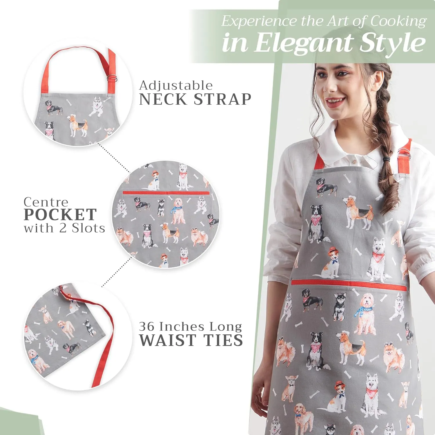 Maison d'Hermine 100% Cotton Apron for women with Pocket Kitchen Chef Apron for Men Gifts for Mothers day Cooking Baking