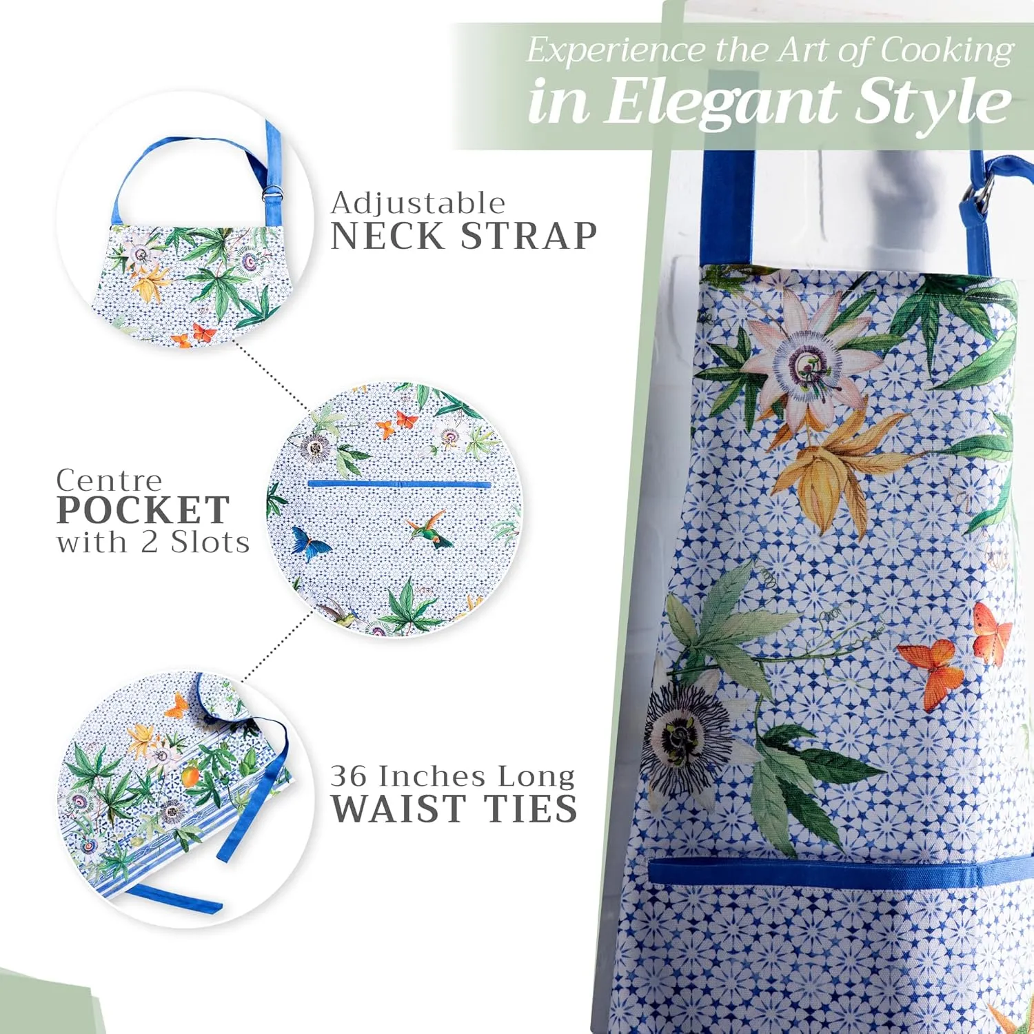 Maison d'Hermine 100% Cotton Apron for women with Pocket Kitchen Chef Apron for Men Gifts for Mothers day Cooking Baking