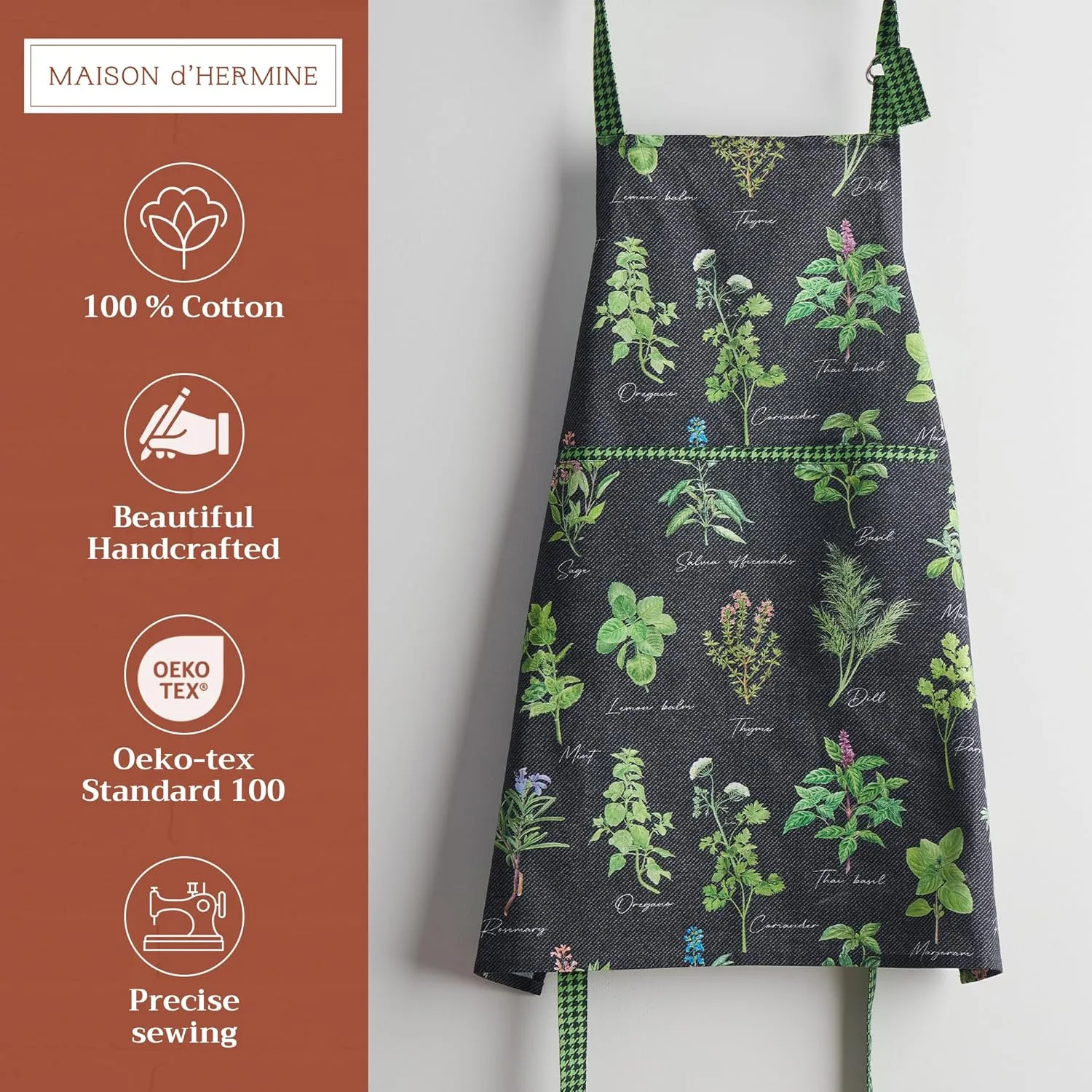 Maison d'Hermine 100% Cotton Apron for women with Pocket Kitchen Chef Apron for Men Gifts for Mothers day Cooking Baking