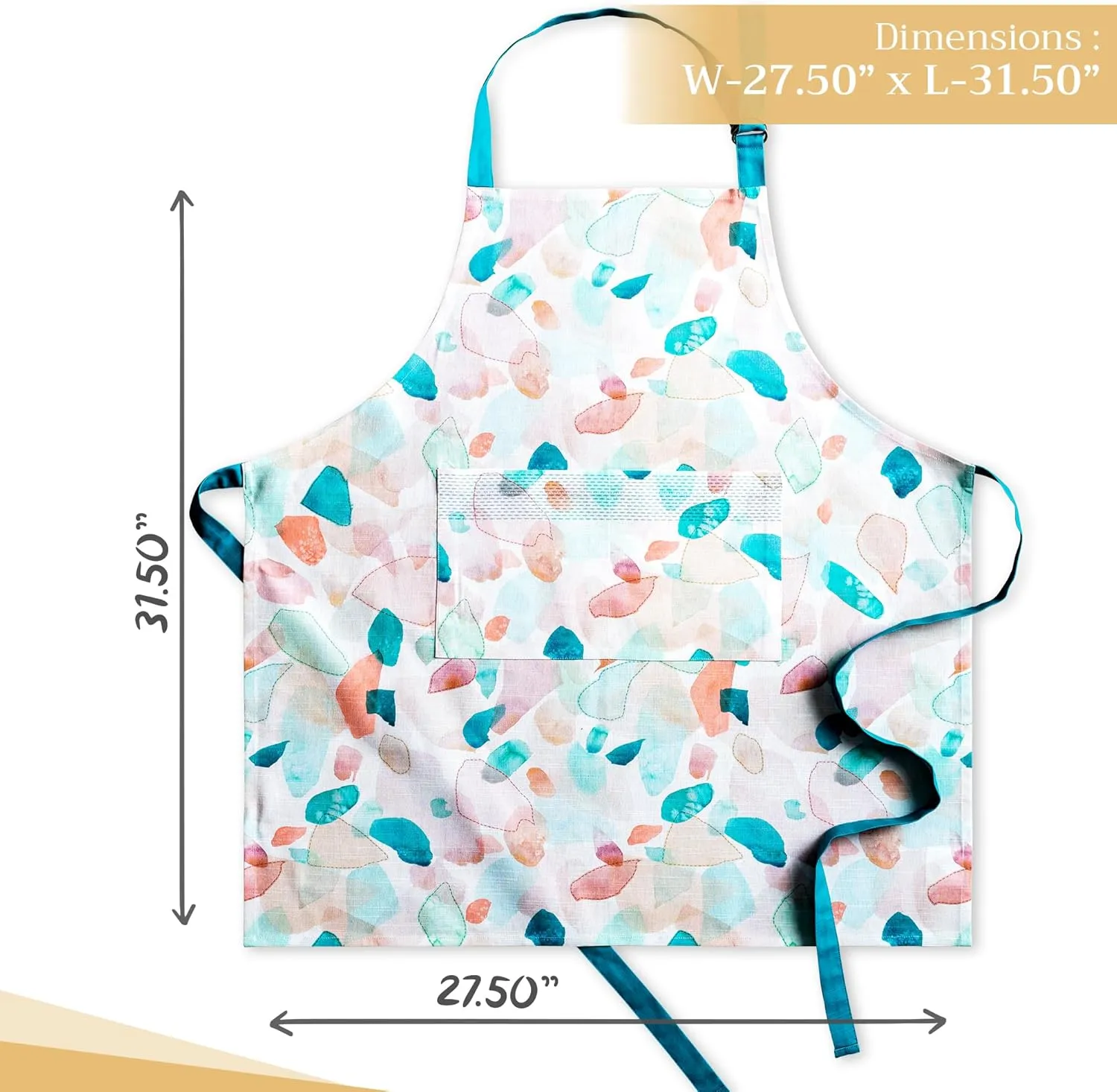 Maison d'Hermine 100% Cotton Apron for women with Pocket Kitchen Chef Apron for Men Gifts for Mothers day Cooking Baking