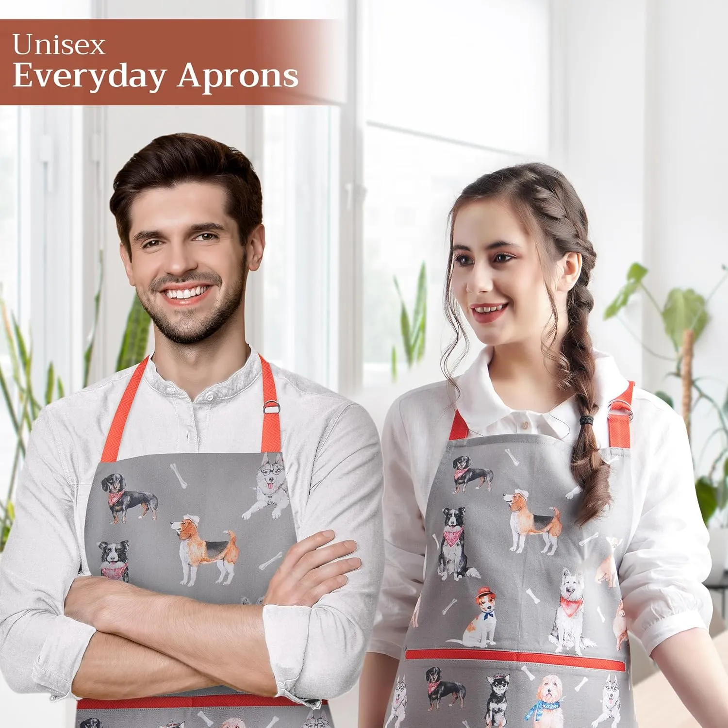 Maison d'Hermine 100% Cotton Apron for women with Pocket Kitchen Chef Apron for Men Gifts for Mothers day Cooking Baking