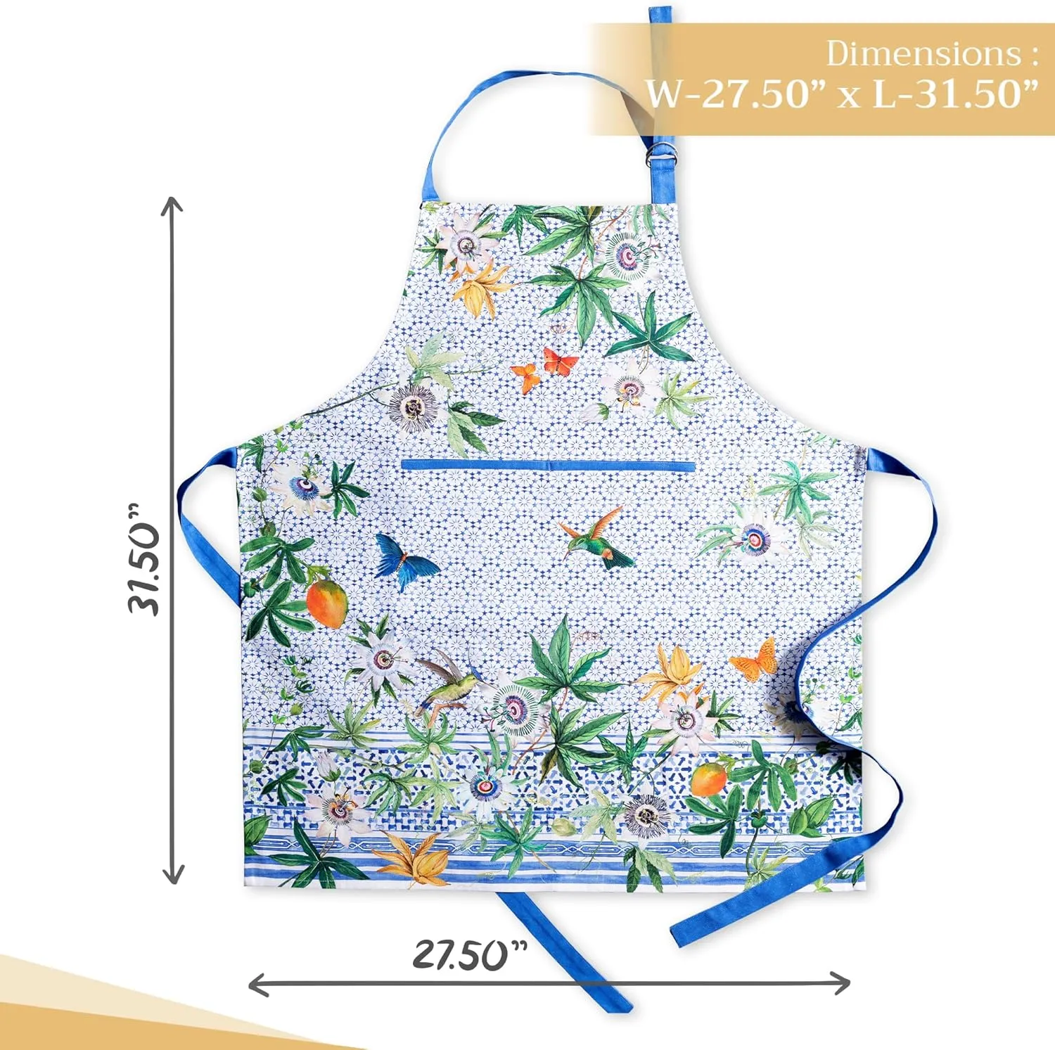 Maison d'Hermine 100% Cotton Apron for women with Pocket Kitchen Chef Apron for Men Gifts for Mothers day Cooking Baking