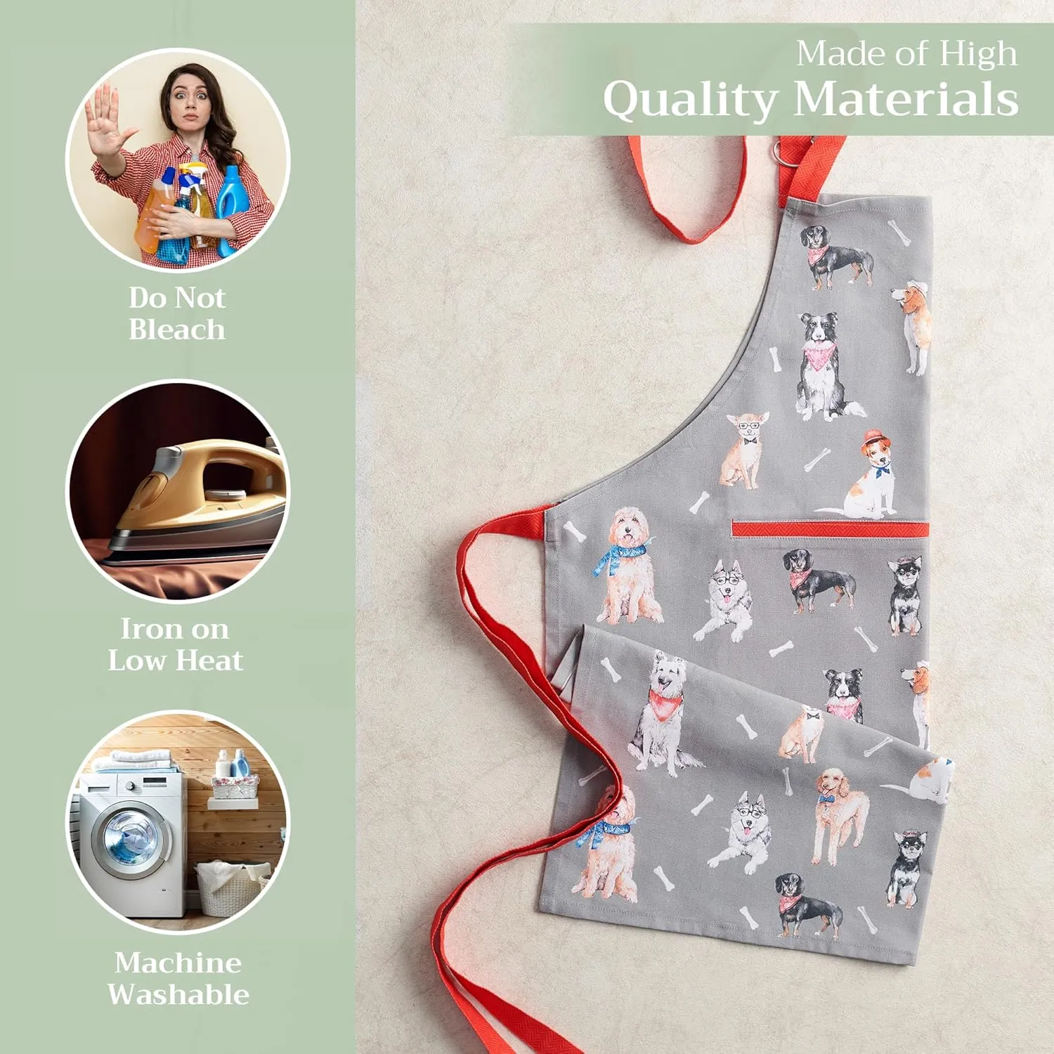 Maison d'Hermine 100% Cotton Apron for women with Pocket Kitchen Chef Apron for Men Gifts for Mothers day Cooking Baking