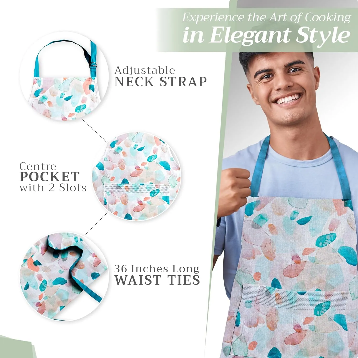Maison d'Hermine 100% Cotton Apron for women with Pocket Kitchen Chef Apron for Men Gifts for Mothers day Cooking Baking