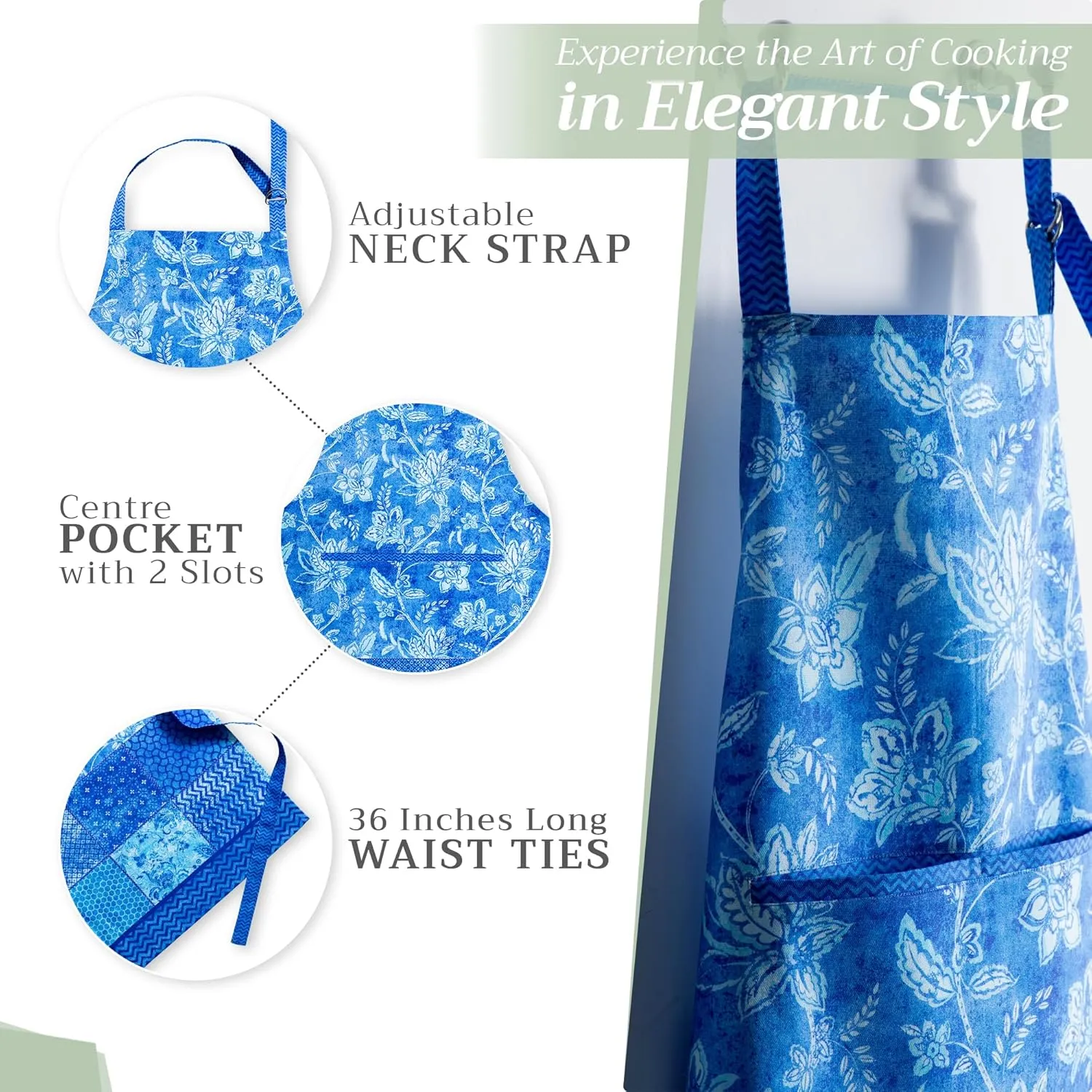 Maison d'Hermine 100% Cotton Apron for women with Pocket Kitchen Chef Apron for Men Gifts for Mothers day Cooking Baking