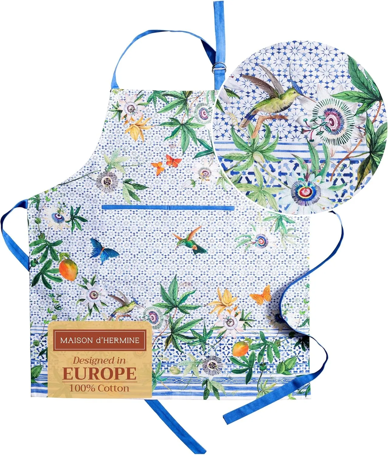 Maison d'Hermine 100% Cotton Apron for women with Pocket Kitchen Chef Apron for Men Gifts for Mothers day Cooking Baking